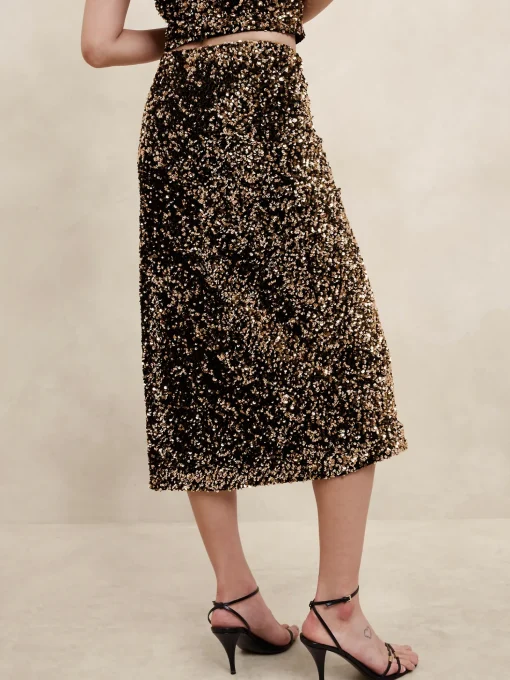 Sequin Midi Slip Skirt