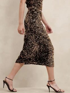 Sequin Midi Slip Skirt