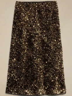 Sequin Midi Slip Skirt