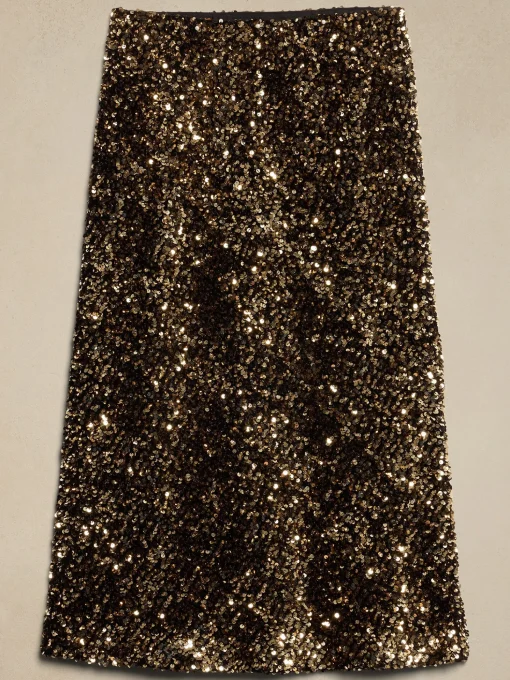 Sequin Midi Slip Skirt