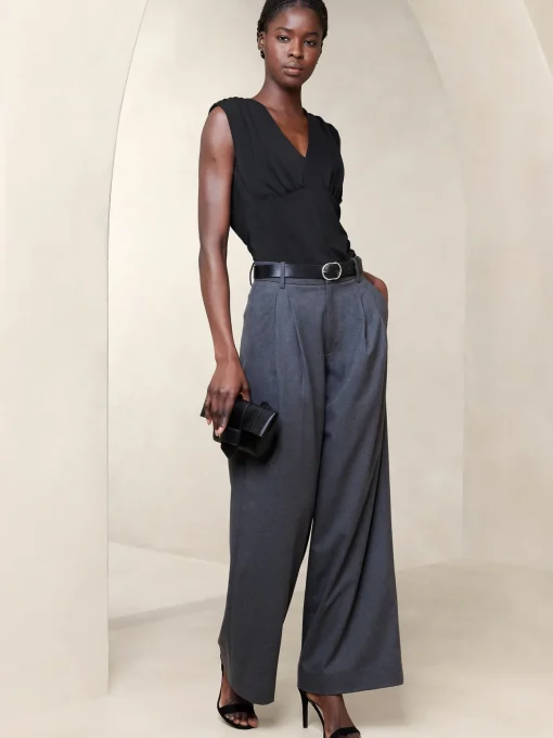 Shirred V-Neck Top
