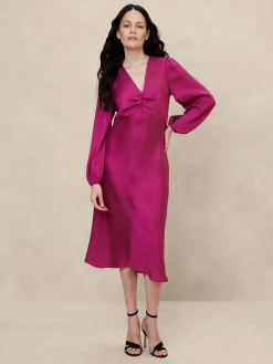 Silky Column Midi Dress