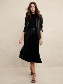 Silky Pleated Midi Skirt
