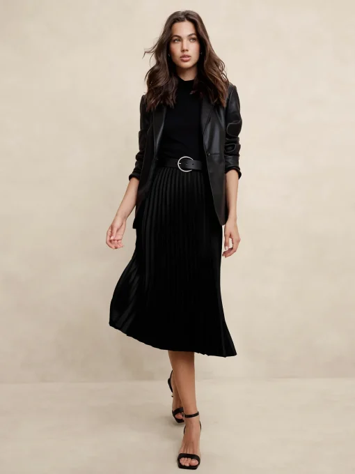 Silky Pleated Midi Skirt
