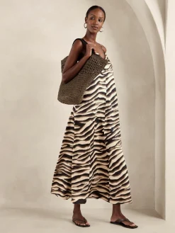 Silky Twill A-Line Maxi Dress