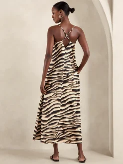 Silky Twill A-Line Maxi Dress