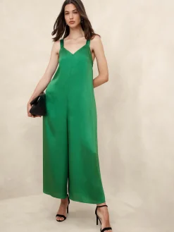 Silky Twill Wide-Leg Jumpsuit