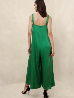 Silky Twill Wide-Leg Jumpsuit