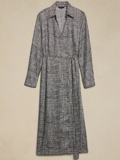 Silky Twill Wrap Midi Dress