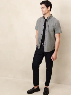 Slim Frosted Coated Chambray Shirt