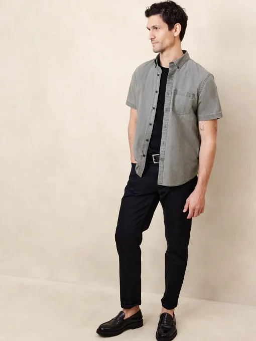 Slim Frosted Coated Chambray Shirt