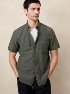 Slim Frosted Coated Chambray Shirt