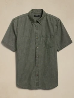 Slim Frosted Coated Chambray Shirt