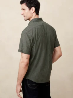 Slim Frosted Coated Chambray Shirt