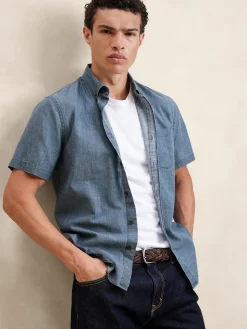 Slim Frosted Coated Chambray Shirt