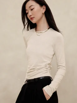 Soft Luxe Shirred-Waist Top