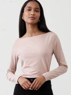 Soft Stretch Boat-Neck T-Shirt