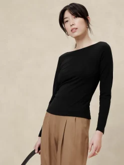 Soft Stretch Boat-Neck T-Shirt