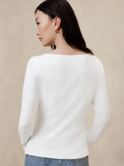 Soft Stretch Boat-Neck T-Shirt