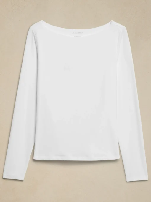 Soft Stretch Boat-Neck T-Shirt