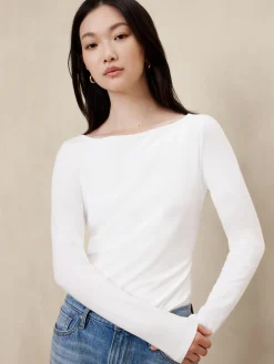 Soft Stretch Boat-Neck T-Shirt