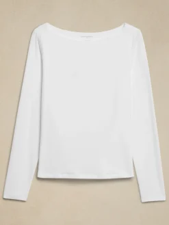 Soft Stretch Boat-Neck T-Shirt