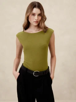 Soft Stretch Cap-Sleeve Bodysuit
