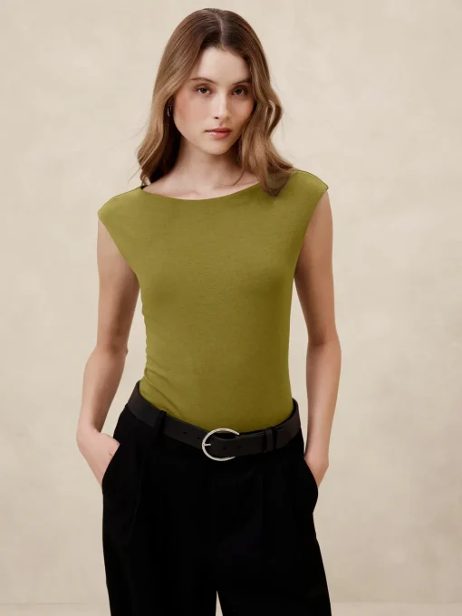 Soft Stretch Cap-Sleeve Bodysuit