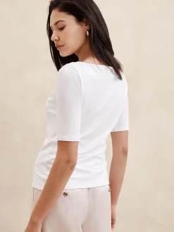Soft Stretch Elbow-Sleeve Top