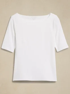 Soft Stretch Elbow-Sleeve Top