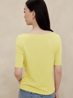 Soft Stretch Elbow-Sleeve Top