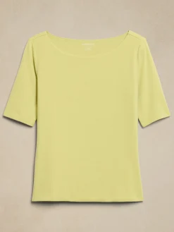 Soft Stretch Elbow-Sleeve Top
