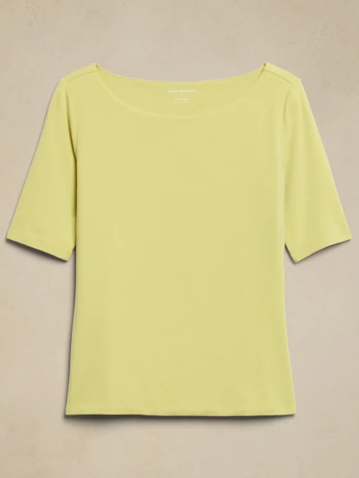 Soft Stretch Elbow-Sleeve Top