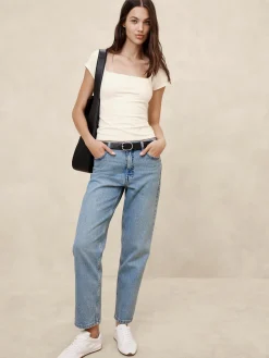 Soft Stretch Square-Neck T-Shirt