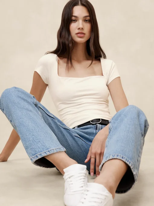 Soft Stretch Square-Neck T-Shirt