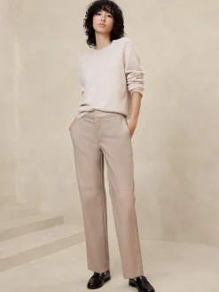 Straight Vegan Leather Trouser