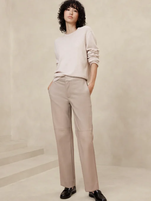 Straight Vegan Leather Trouser