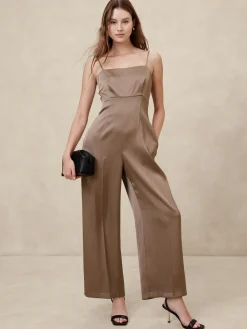 Strappy Satin Jumpsuit