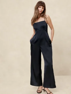 Strappy Satin Jumpsuit