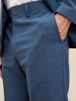 Tailored Blue Glen Plaid Suit Trouser
