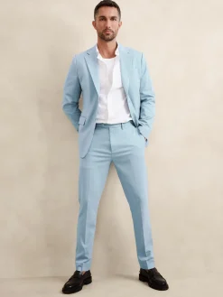 Tailored-Fit Aqua Melange Suit Trouser