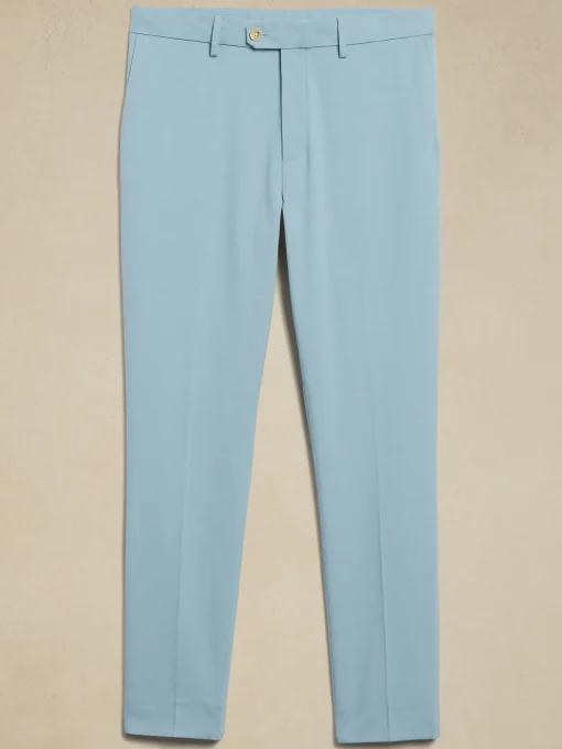 Tailored-Fit Aqua Melange Suit Trouser