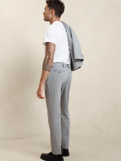 Tailored-Fit Light Gray Knit Suit Trouser