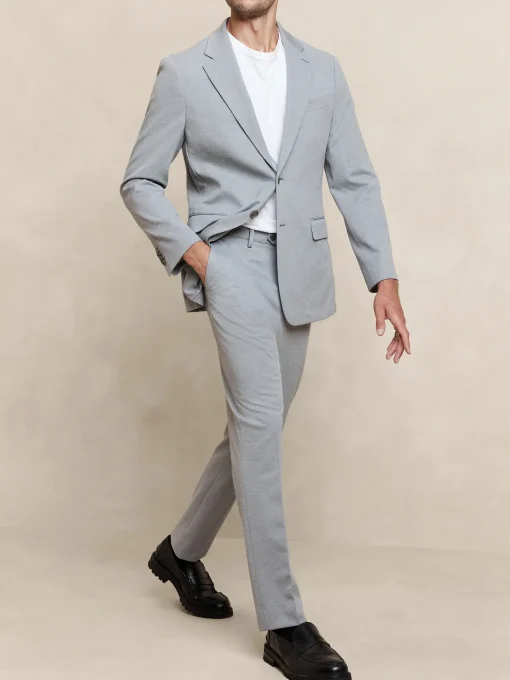 Tailored-Fit Light Gray Knit Suit Trouser