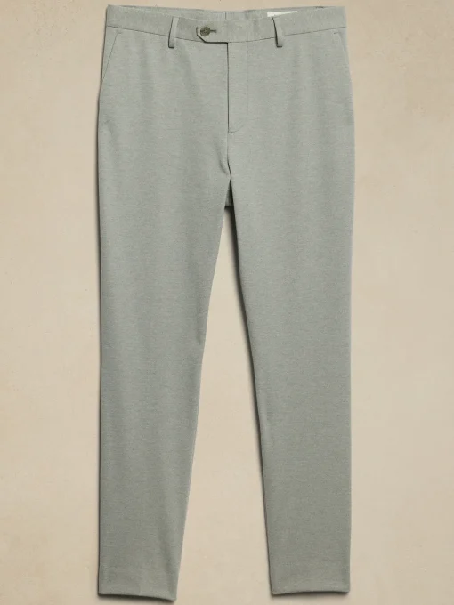 Tailored-Fit Light Gray Knit Suit Trouser