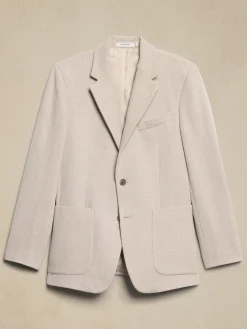 Tailored-Fit Tweed Herringbone Jacket