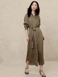 Tie-Waist Maxi Shirtdress