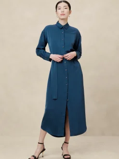 Tie-Waist Maxi Shirtdress