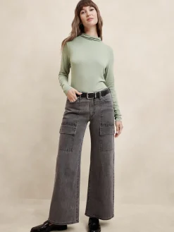 Tissue Rayon Mock-Neck Top