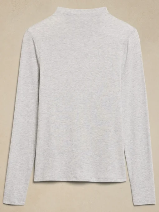 Tissue Rayon Mock-Neck Top